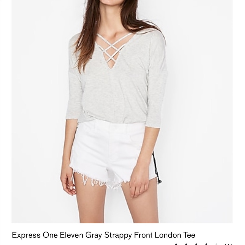 Express One Eleven Strappy Gray Tee